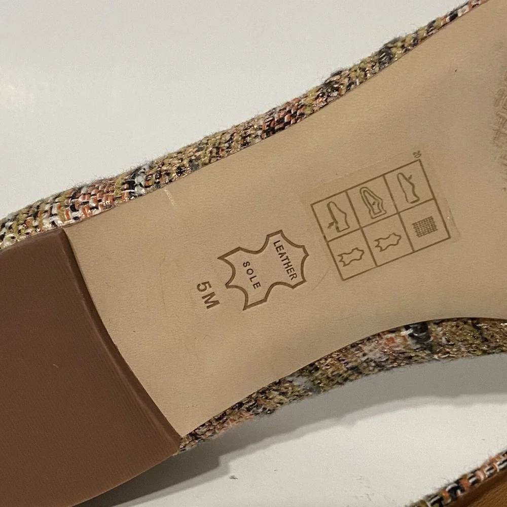 Tory Burch Crystal Bow Pink Tweed Ballet Flats Rose Gold Bronze Women's 5 $328